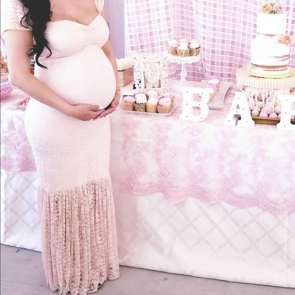 Soft pink blush maternity/baby shower dress
